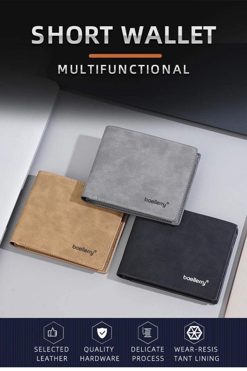 New Men's leather short wallet thin wallet Lightweight minimalist soft wallet