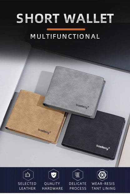 New Men's leather short wallet thin wallet Lightweight minimalist soft wallet