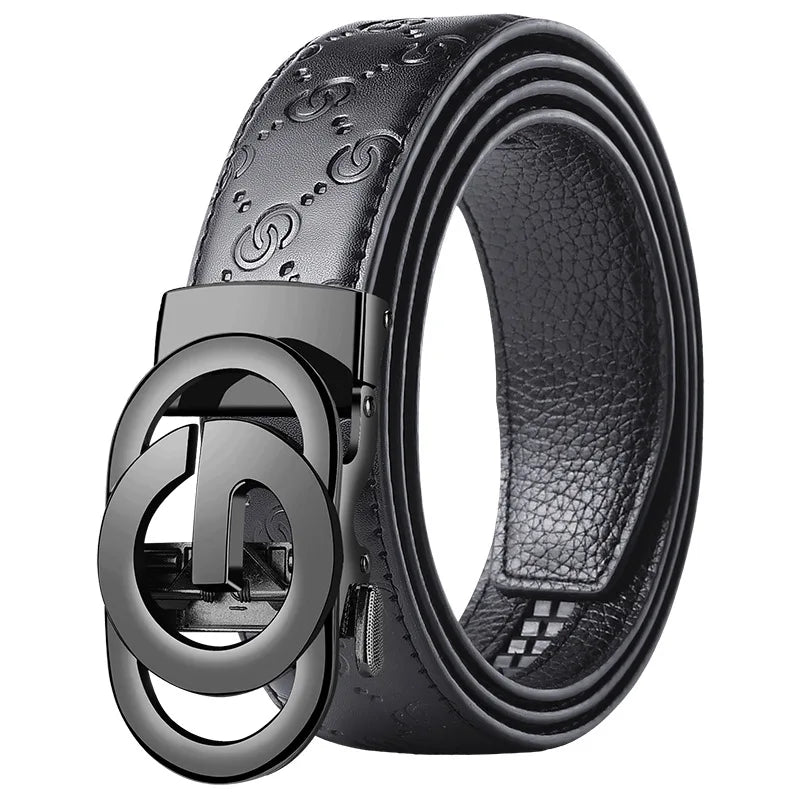 Fashion Business Men'S Belt Genuine Luxury Brand Metal Buckle Belt High-Quality PU Leather Soft Belt With Cargo Pants Jeans