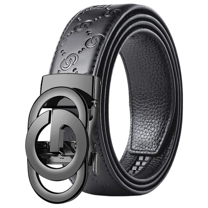 Fashion Business Men'S Belt Genuine Luxury Brand Metal Buckle Belt High-Quality PU Leather Soft Belt With Cargo Pants Jeans
