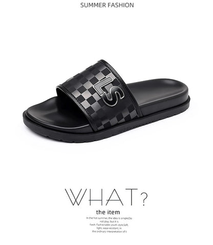Summer Fashion Casual Flip Flops for Men New Designer Black Cow Leather Slippers Male High Quality Korean Outwear Slides Men