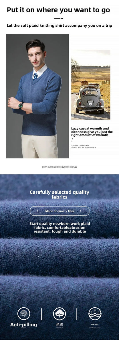 Top Grade Thick Anti-Pilling New Fashion Brand Autum Winter Knit Pullover Men Slim Fit Sweater Business Casual Woolen Jumper