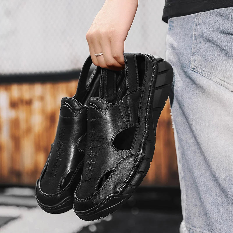 Hot-selling Summer Men's Sandals New Leather Roman Sandals Slippers Outdoor Beach Shoes Male Flip Flops Water Trekking Sandals