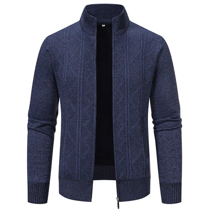 High-quality men's fashionable, cool, versatile, trendy business casual, fleece and thickened cardigan, knitted sweater, men's j