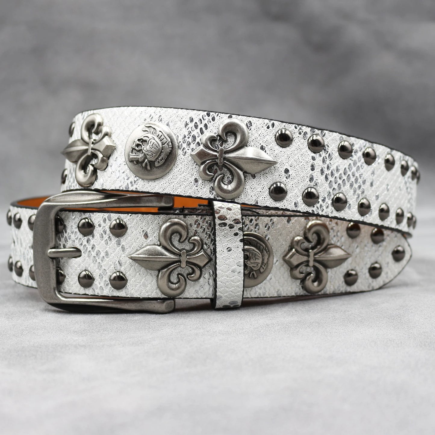 Y2K Leather Rivet Belt Golden Cross  Fashion Women's Studded Belts High Quality Female Leather Rock Women Strap For Jeans