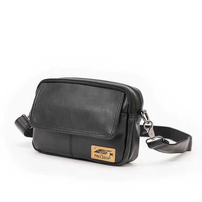 Vinatge Men's Crossbody Bag Soft PU Leather Shoulder Bag For Men Fashion Square Crossbody Messenger Bag Flap Zipper Satchels