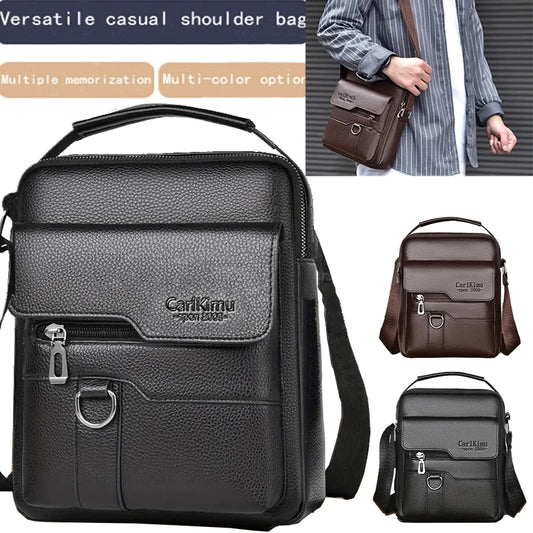 Everyday Versatile Vintage Leather Mens Crossbody Bag Trendy Secure Buckle Layout, Ideal for Shopping, Work and Weekend Trips