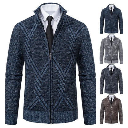 Spring Autumn Knit Cardigan Men Sweater Coat Man Clothes Brown Grey Brand Male Knitting Jackets