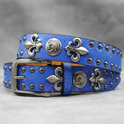 Y2K Leather Rivet Belt Golden Cross  Fashion Women's Studded Belts High Quality Female Leather Rock Women Strap For Jeans