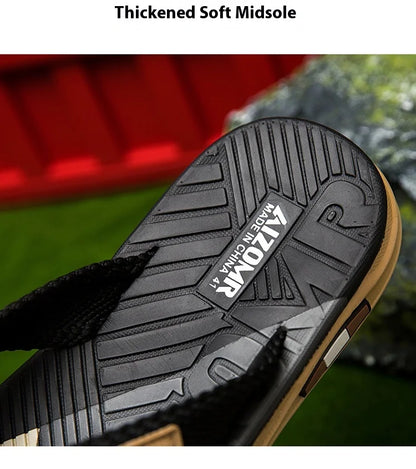 Summer trend contrasting flip flops for men wearing non-slip soft bottom braided beach sandy rubs