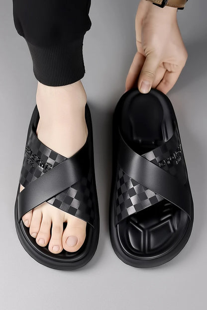 Street Style Men Slippers Outdoor Sandals Comfy Beach Flatws Soft Slides Summer Casual Shoes Quick Dry Male Half Drag Flip Flops