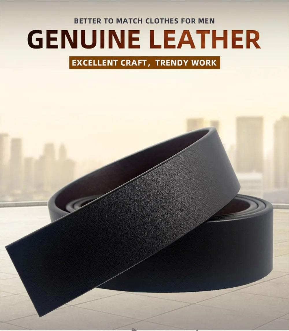 Men Belt Genuine Leather Belts Without Buckle Black Brown Men's Belts Without Buckle Cowskin  Luxury Belt  Cinturones Para Mujer