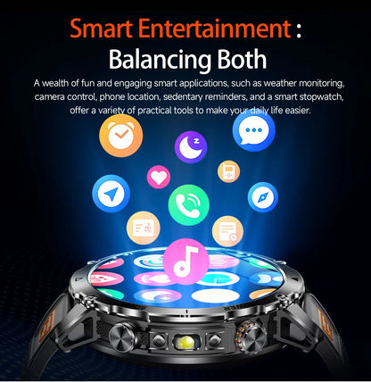 Newly Durable 1400mAh Large Battery Smart Watch Men 1.7" HD Screen IP68K Waterproof LED Flashlight Sports BT Call Smart Bracelet