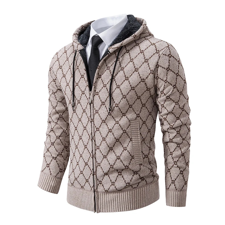 Winter plus velvet padded cardigan sweater men's sweater warm coat