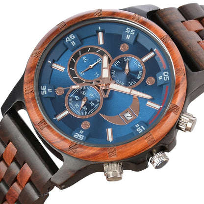 Man's Watches Wooden Watch Strap Hand Watch Quartz Wrist Watch for Men Chronograph  Luxury Brand montre homme Gift Drop Shipping