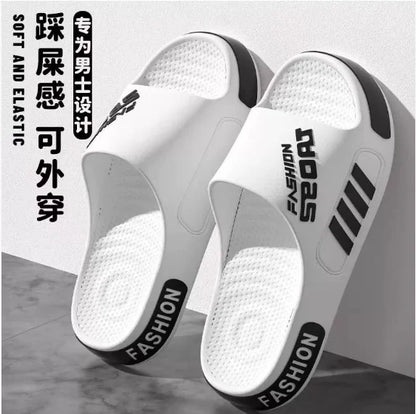 Big Size 36-45 Men Slippers Summer Flat Sole Home Slippers For Women Man Open Toe Trend Slides Couple Light Beach Shoes Sandals