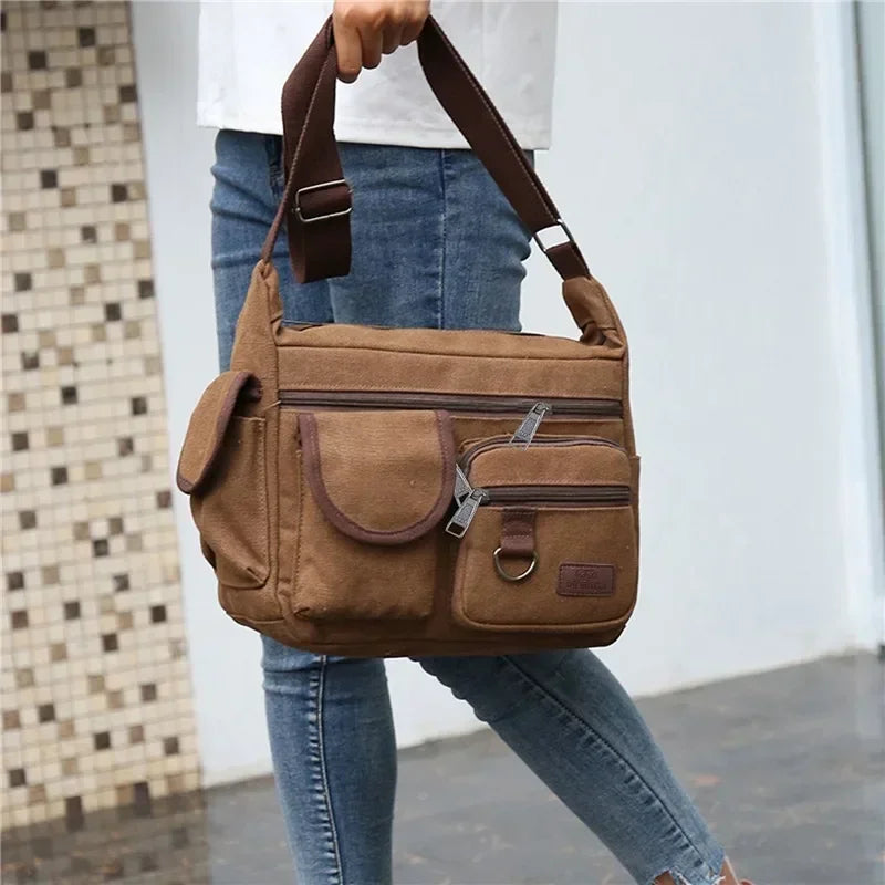 Heren Casual Sling Bag Messenger Crossbody Schouder Unisex Reizen Outdoor Vintage Tassen
