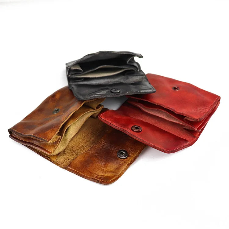 New Simple Men Wallets High Quality Genuine Cow Leather Coin Pocket Retro Handmade Male Purses Card Holder Men's Money Clips