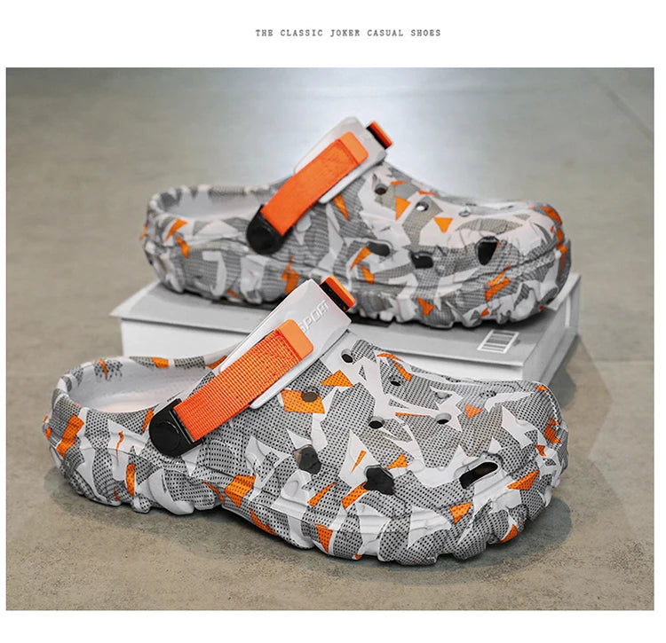 Size 40-47 Men Sandals Casual Street Light EVA Men's Casual Shoes Hole Shoes Clogs Home Garden Outdoor Male Beach Flat Slippers