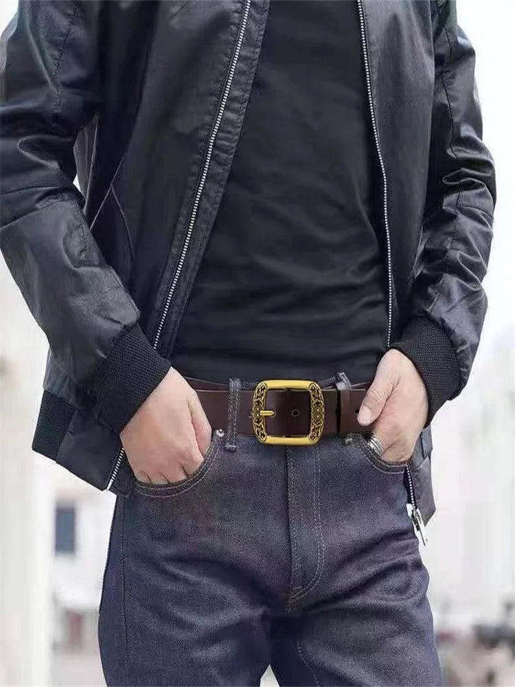 Genuine Leather Business Belt Unisex High Quality Fashion Gentlemen Waist Strap For Men Women