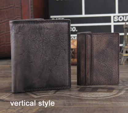 Fashion Vintage Genuine leather Wallet Men short Bifold Money Clips Leather male wallet Purse Coin Bag money Holder WC-007