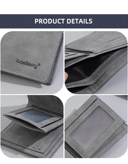 New Men's leather short wallet thin wallet Lightweight minimalist soft wallet