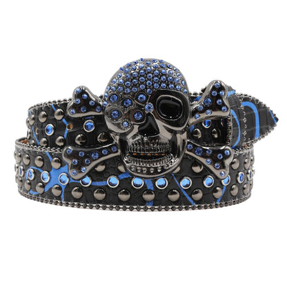 Rhinestone belt Skull Designer Belt Fashion Luxury Mens Belt and Lady Leather Decorated with Colorful Diamonds