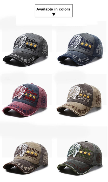 Four Seasons New Baseball Cap Retro Distressed Casual Outdoor Sports Hat Spring And Autumn Sunhat Letter Embroidery Cap Men