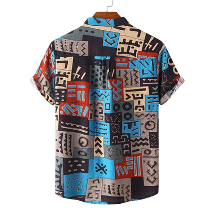 2026 Summer Shirt Men's Retro American Design Printed Pattern Personalized Loose Shirt