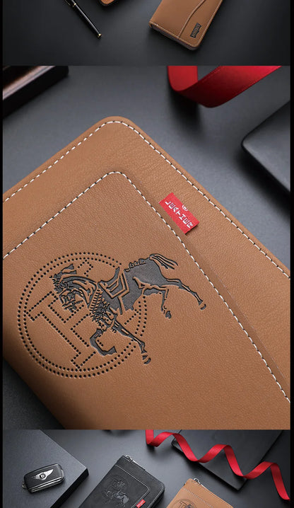 New men's wallet made of crazy horse leather with retro style from Europe and America PU zipper bag fashionable short card bag a
