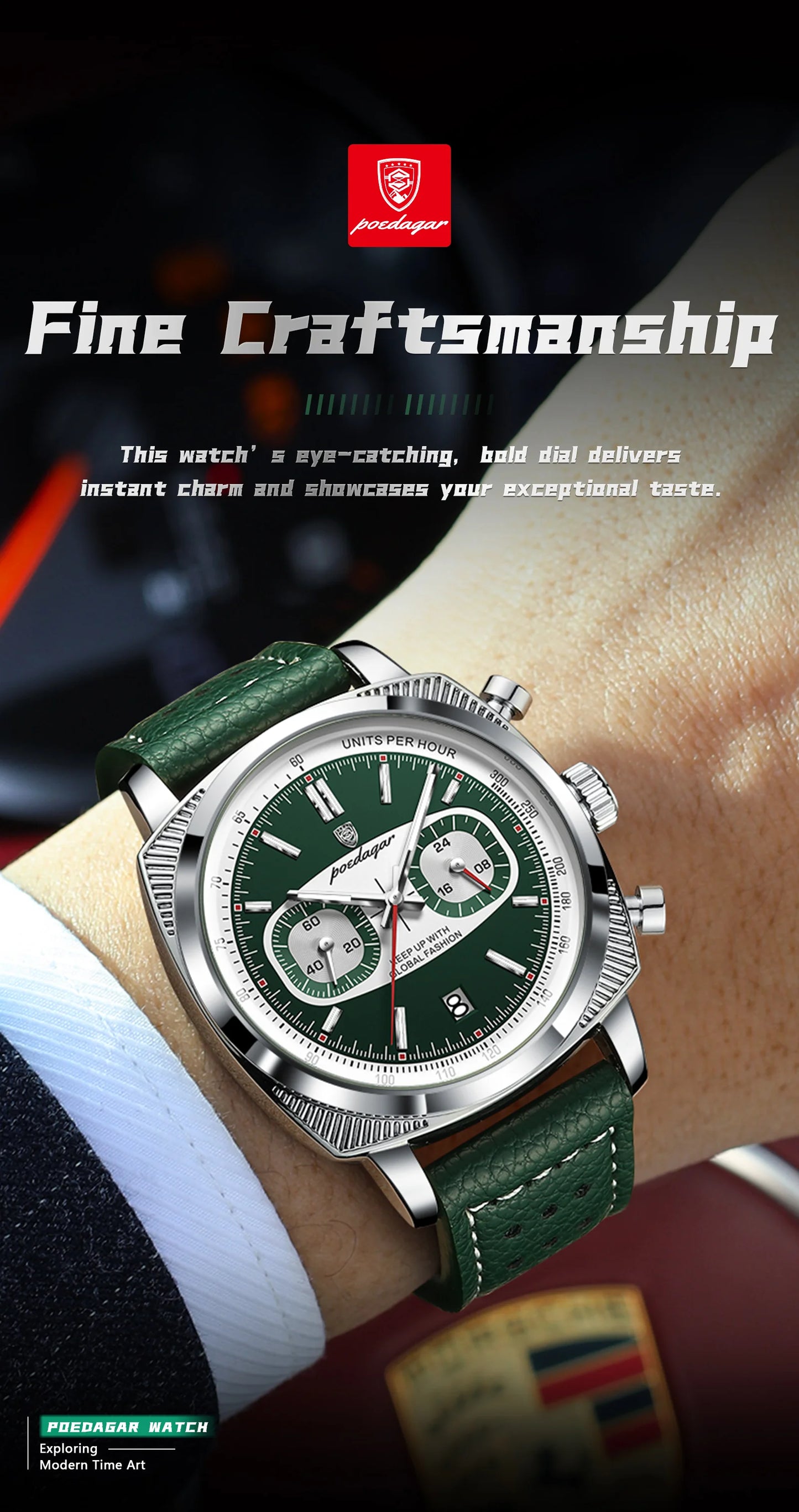 POEDAGAR Original Fashion Men Clock Luminous Waterproof Chronograph Date Watch For Man Luxury Leather Quartz Men's Watches Reloj