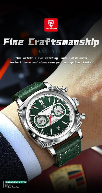 POEDAGAR Original Fashion Men Clock Luminous Waterproof Chronograph Date Watch For Man Luxury Leather Quartz Men's Watches Reloj