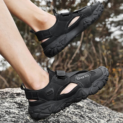 Comfort Men Mesh Sandals Lightweight Summer Shoes Outdoor Quick-Dry Wading Aqua Shoes Non-Slip Travel Beach Flats  Daily Sandals