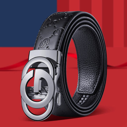Fashion Business Men'S Belt Genuine Luxury Brand Metal Buckle Belt High-Quality PU Leather Soft Belt With Cargo Pants Jeans