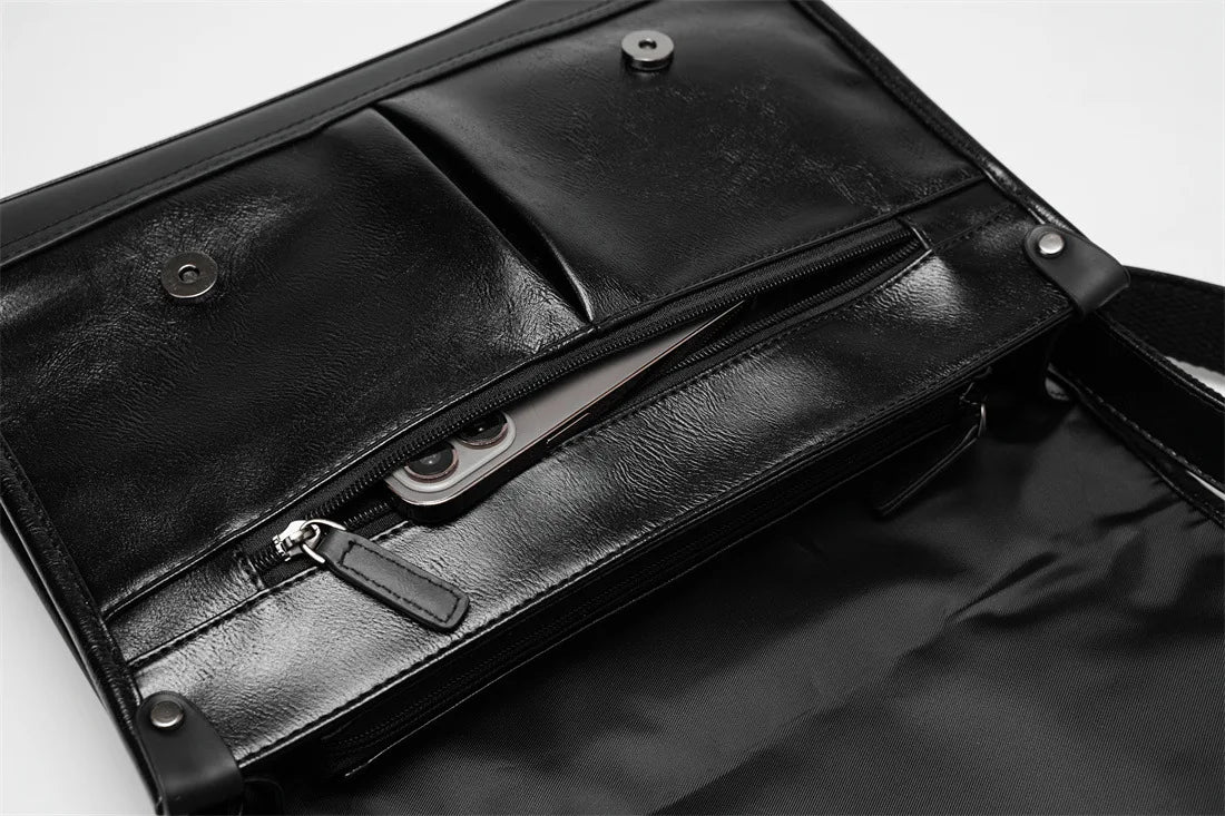 Retro Messenger Bag Men Crossbody Bags Luxury PU Leather Shoulder Messenger Bag for Men Fashion Flap Large Capacity Satchles