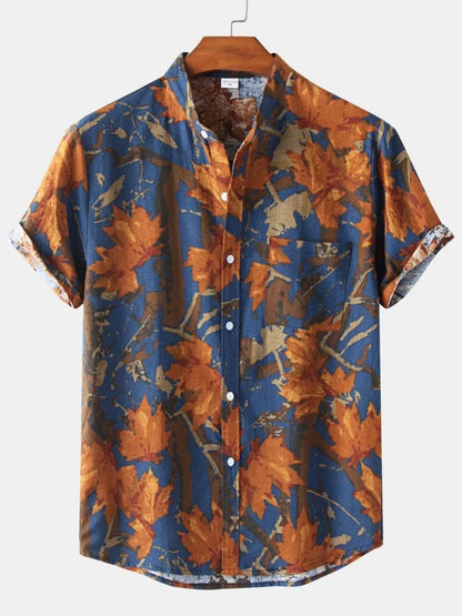2026 Summer Shirt Men's Retro American Design Printed Pattern Personalized Loose Shirt