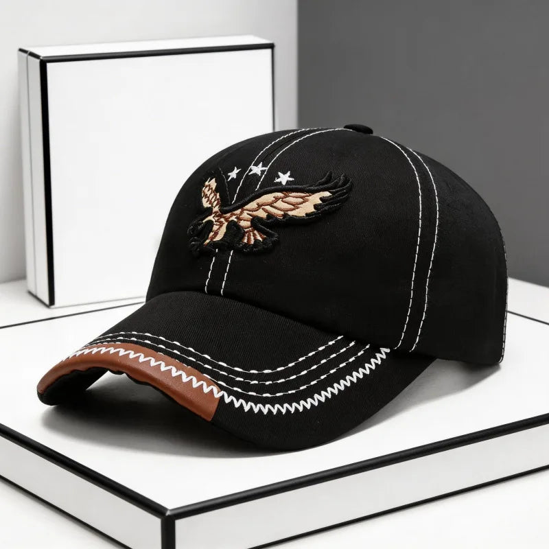 1pc Men's Eagle Embroidery Baseball Cap Korean Deepening Big Head Circumference Women's Trendy Casual Couple Sunscreen Sun Hat