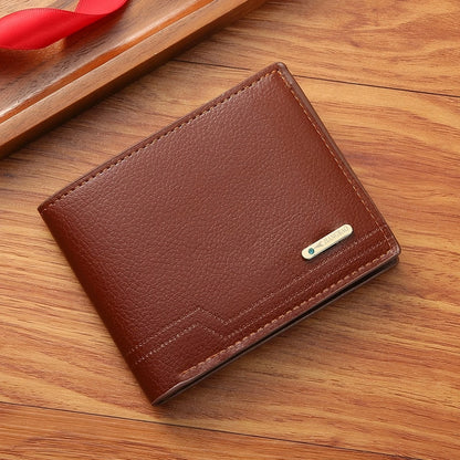 New Men's Short Frosted Leather Wallet Multi-Slot Coin Pocket Photo Holder Small Men's Wallet
