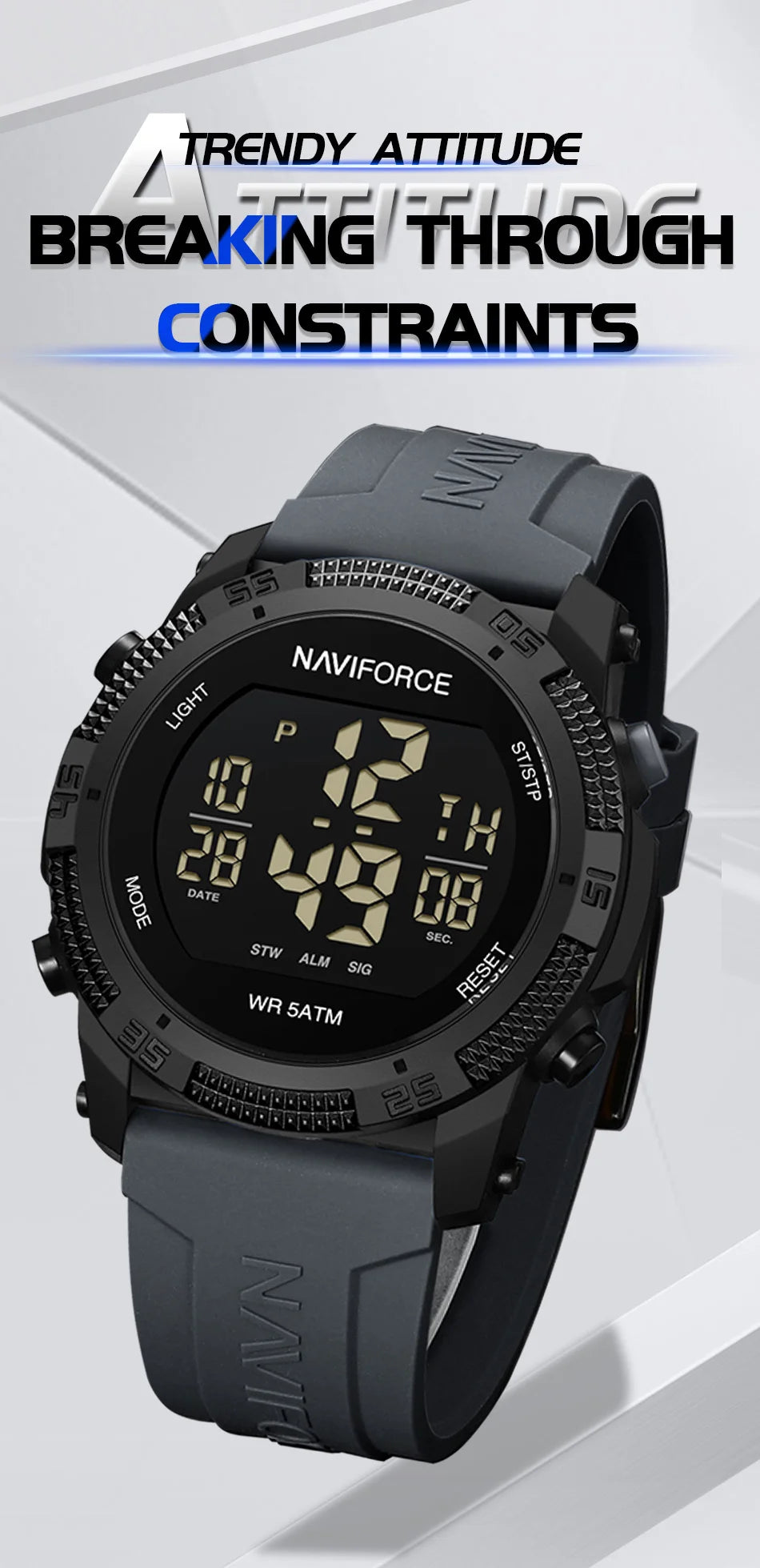 New Style NAVIFORCE Fashion Waterproof Men's Electronics Wrist Watch Sports Luminous Watches Silicone Strap Male Clocks Gifts
