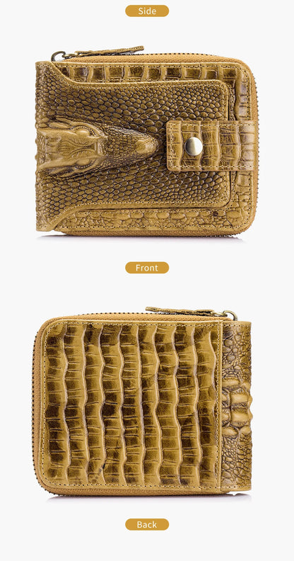 Cowhide Men's Wallet with Crocodile Pattern Genuine Leather Large Capacity Card Slot Zero Wallet