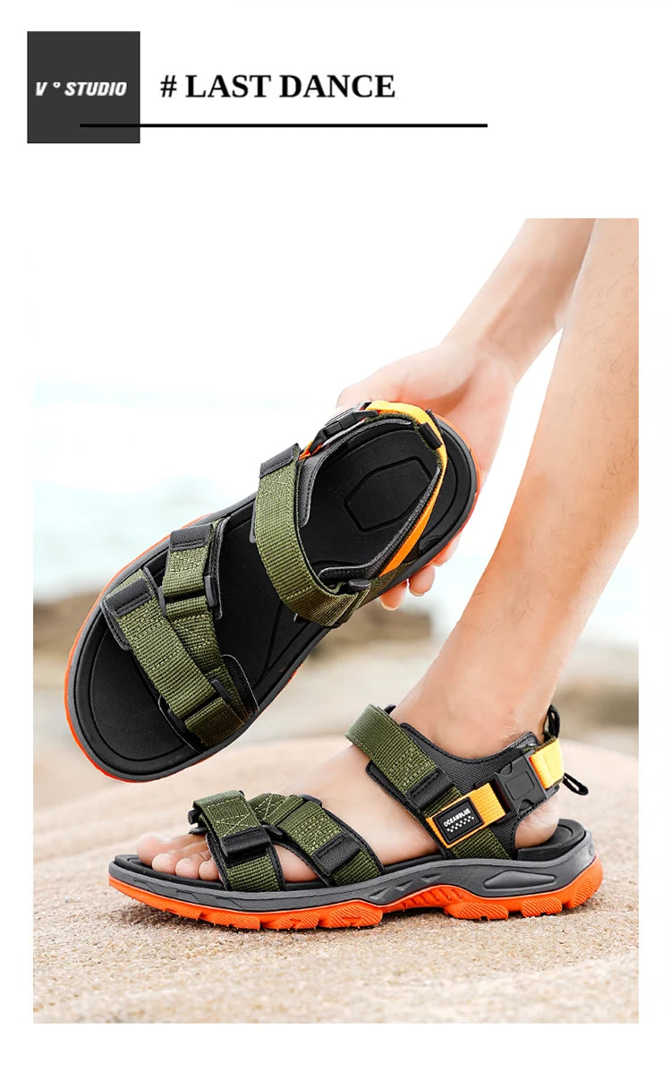 Men's Outdoor Sandals with Velcro Strap Male Summer Fashion Antiskid Sport Sandals Beach Casual Sandals for Men
