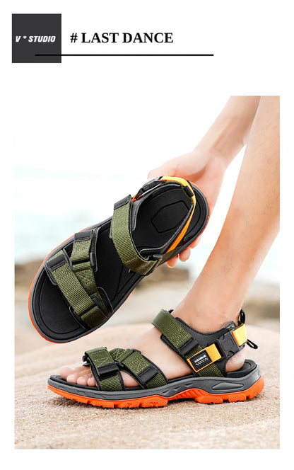 Men's Outdoor Sandals with Velcro Strap Male Summer Fashion Antiskid Sport Sandals Beach Casual Sandals for Men