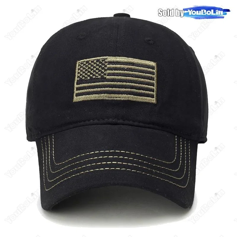 American Flag Embroidered Cotton Adjustable Soft Top Baseball Cap Sun Hat Trucker Caps Dad Hats