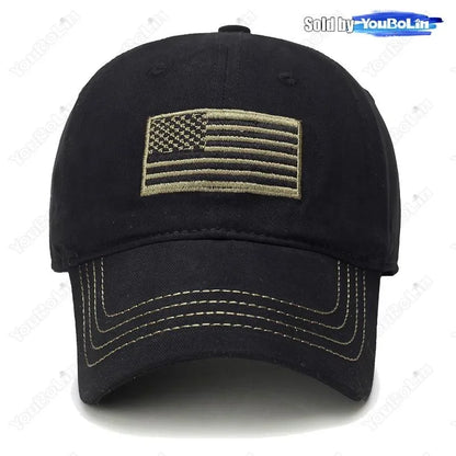 American Flag Embroidered Cotton Adjustable Soft Top Baseball Cap Sun Hat Trucker Caps Dad Hats