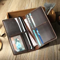 Fashion PUNK Handmade Crazy Horse Genuine Leather Wallet Men Money clip Short Wallet Bag Stud male Purse Card Holder Wallet