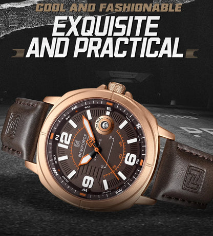 NAVIFORCE  High Quality Male Wristwatch PU Band Calendar Brand Men Quartz Watch Auto Date Display Waterproof Clocks Reloj Hombre