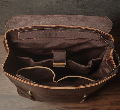 NUKA Men's Genuine Leather Backpack Vintage Outdoors Travel Bag Luxury Crazy Horse Cowhide Schoolbag Mountaineering Backpack