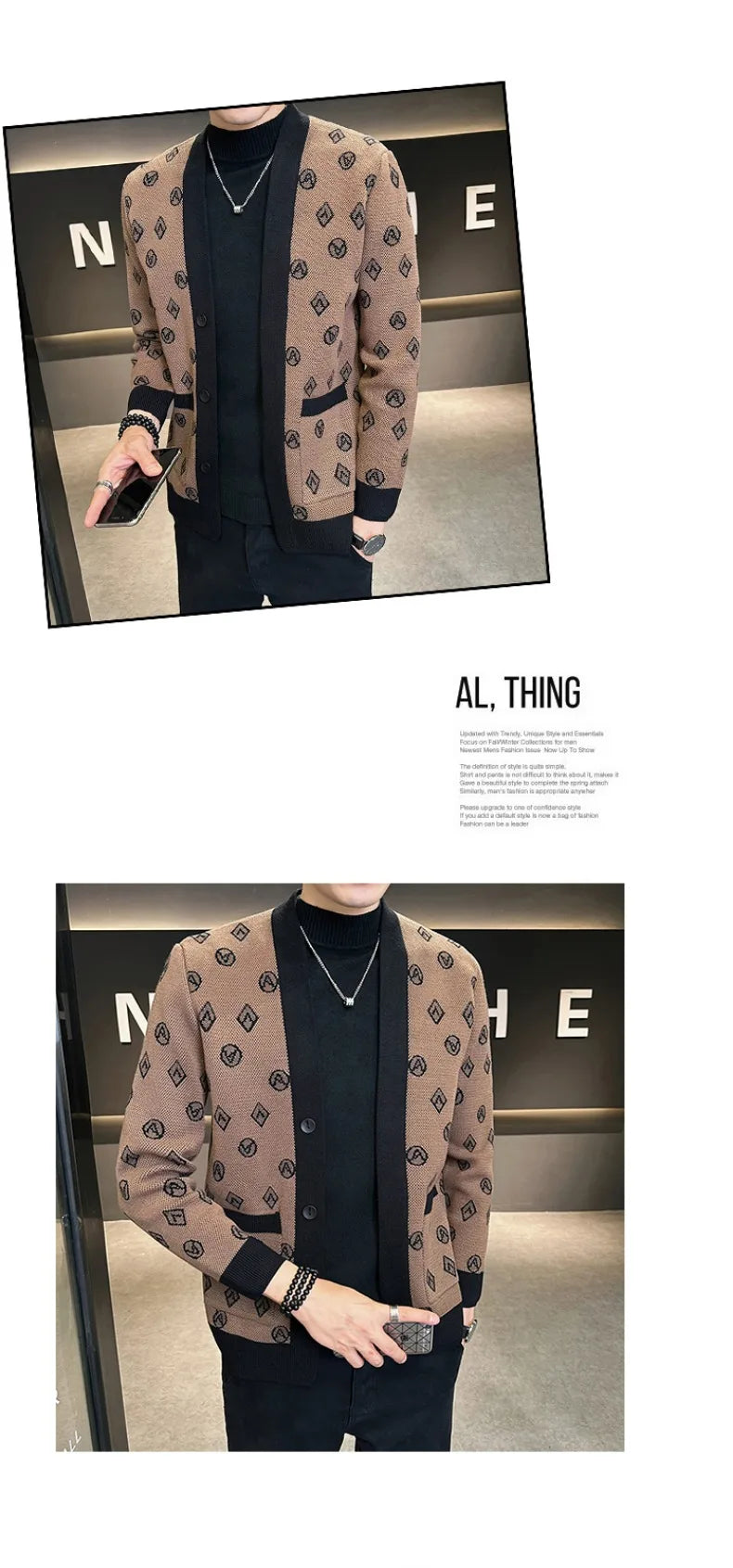 Brand Autumn Jacquard Knitted Cardigan Jackets Men Casual Business Sweater Coats Fashion Button Cardigans Men Clothing M-4XL