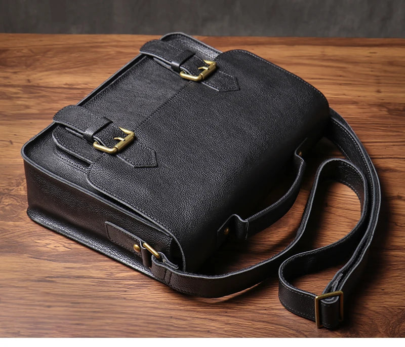 NUKA High Quality Top-Grain Cowhide Crossbody Bag Retro Unisex Messenger Bag Luxury Shoulder Bag Genuine Leather Cambridge Bags