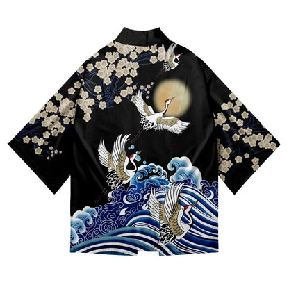 Japanese Style Cosplay Shirt 3D Crane Print For Men Women Traditional Samurai Kimono Haori Japanese Beach Yukata
